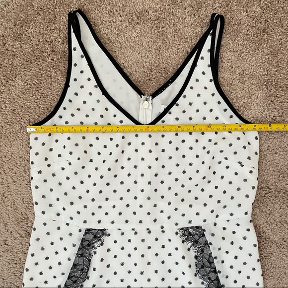BCBGeneration Y2K Lace Trimmed Casual White Black Dot Sleeveless Mini Dress - Picture 11 of 14